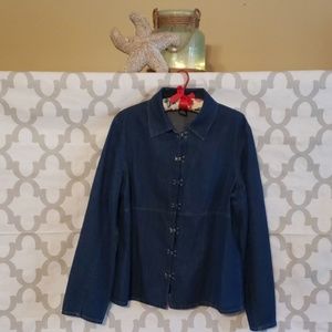 SALE 2/$12!  Fitted, cute Denim shirt. Size 16